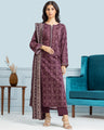 Unstitched Purple Printed Khaddar 3 Piece - EWU24A3-29301-3P