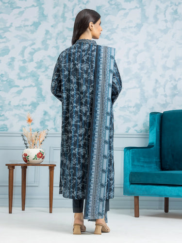 Unstitched Navy Printed Khaddar 3 Piece - EWU24A3-29303-3P