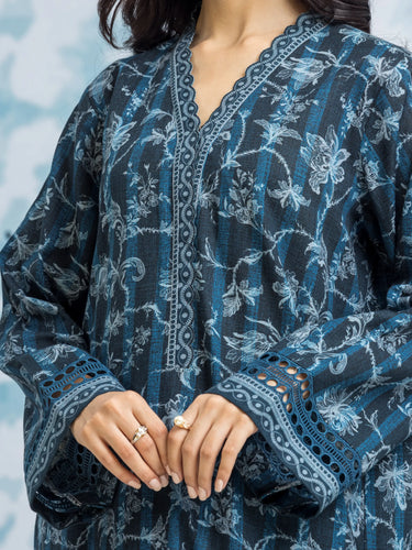 Unstitched Navy Printed Khaddar 3 Piece - EWU24A3-29303-3P