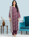 Unstitched Plum Printed Khaddar 3 Piece - EWU24A3-29317-3P