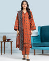 Unstitched Rust Printed Khaddar 3 Piece - EWU24A3-29579-3P