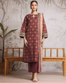 Unstitched Dark Maroon Printed Khaddar 3 Piece - EWU24A3-29583-3P