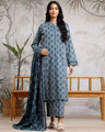 Unstitched Dark Turquoise Printed Khaddar 3 Piece - EWU24A3-29609-3P