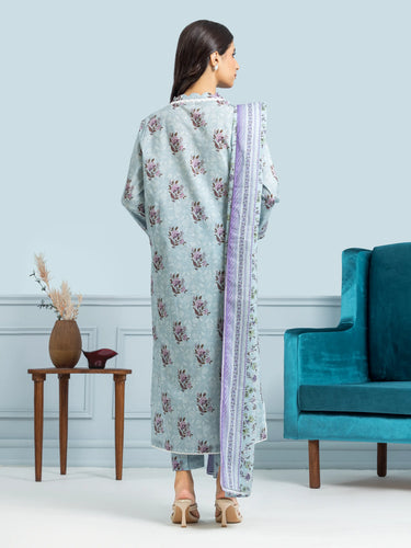 Unstitched Light Blue Printed Khaddar 3 Piece - EWU24A3-29648-3P