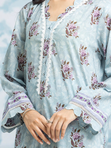 Unstitched Light Blue Printed Khaddar 3 Piece - EWU24A3-29648-3P