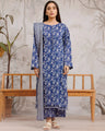 Unstitched Blue Printed Khaddar 3 Piece - EWU24A3-29800-3P