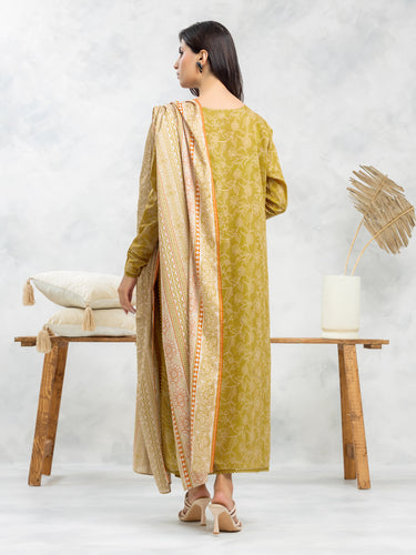 EWU24A4-29109-3P Unstitched Golden Printed Viscose 3 Piece