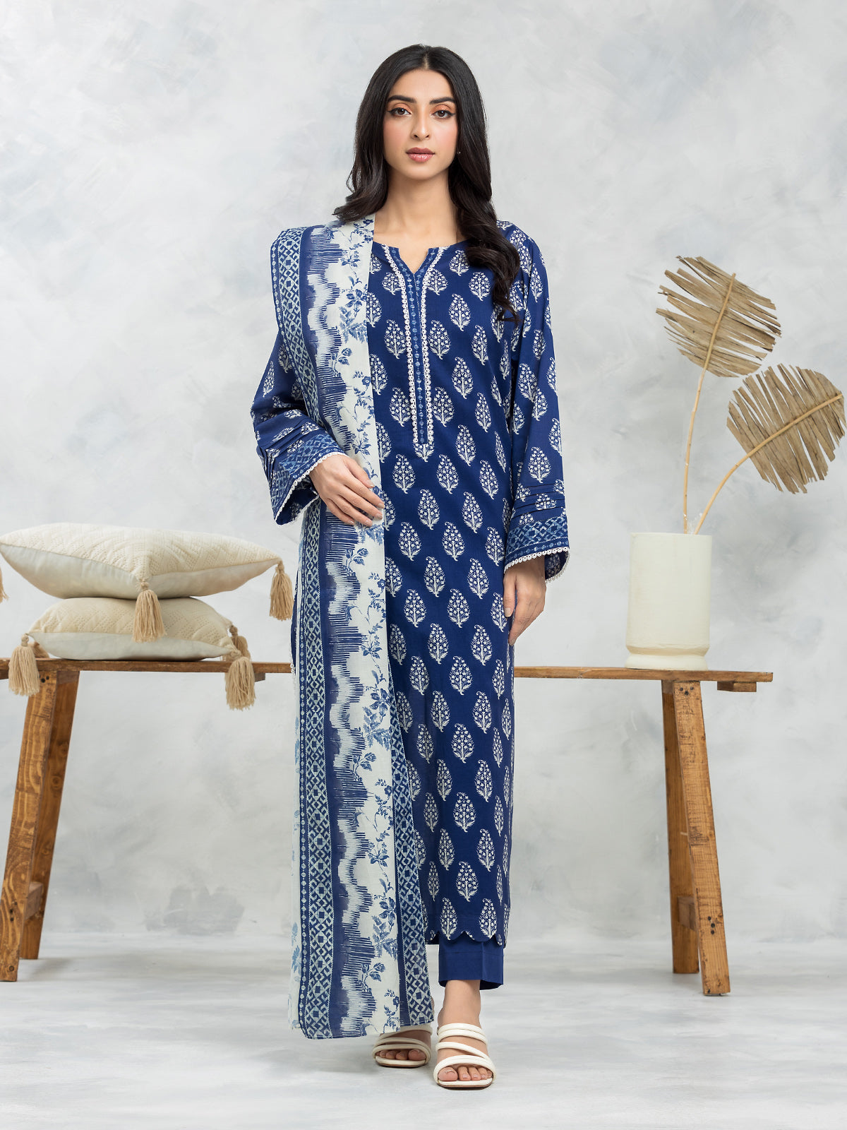 EWU24A4-29114-3P Unstitched Blue Printed Viscose 3 Piece