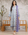 Unstitched Ice Blue Printed Khaddar 3 Piece - EWU24M2-174