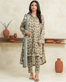 Unstitched Beige & Cream Printed Cambric 2 Piece - EWU24A2-29026ST