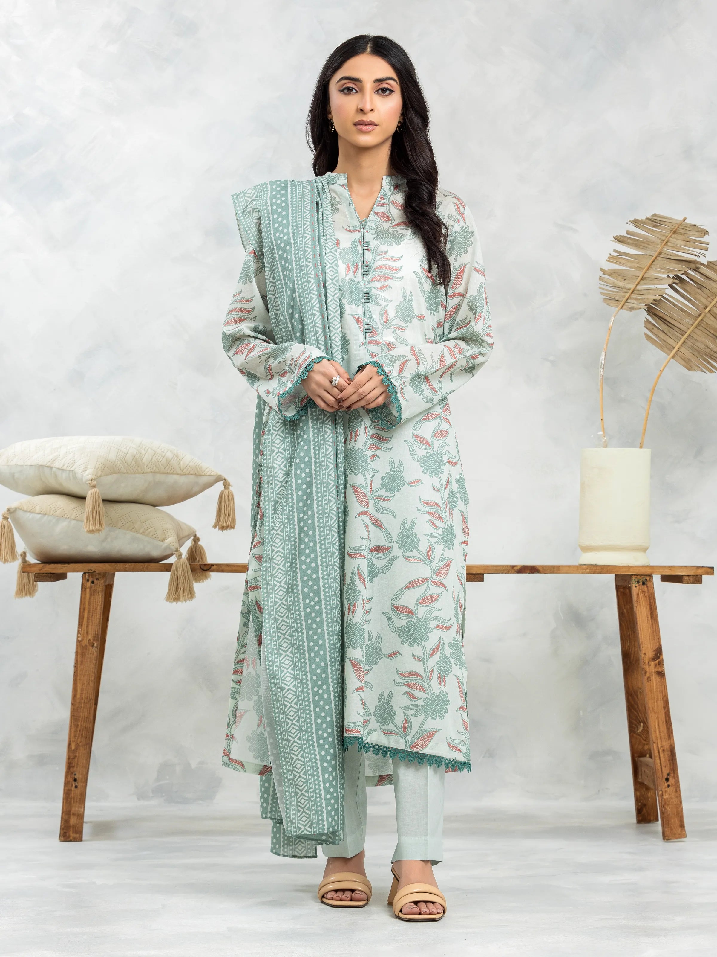 Unstitched Light Green Printed Cambric 3 Piece - EWU24A2-29263-3P