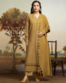 Unstitched Dark Mustard Embroidered Khaddar 3 Piece - EWU24V11-30302-3P