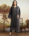 Unstitched Black Embroidered Khaddar 3 Piece - EWU24V11-30303-3P