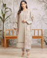 Unstitched Beige Embroidered Khaddar 3 Piece - EWU24V11-30307-3P