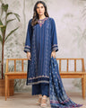 Unstitched Blue Embroidered Khaddar 3 Piece - EWU24V11-30309-3P