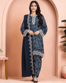 Unstitched Navy Blue Embroidered Marina Twill 3 Piece - EWU24V14-30177-3P