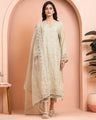 Unstitched Beige Embroidered Raw Silk 3 Piece - EWU24V16-30002-3P