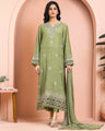 Unstitched Green Embroidered Raw Silk 3 Piece - EWU24V16-30018-3P