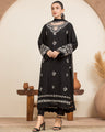 Unstitched Black Embroidered Raw Silk 3 Piece - EWU24V16-30125-3P