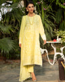 EWU24V2-28628-3P Unstitched Lemon Embroidered Cambric 3 Piece