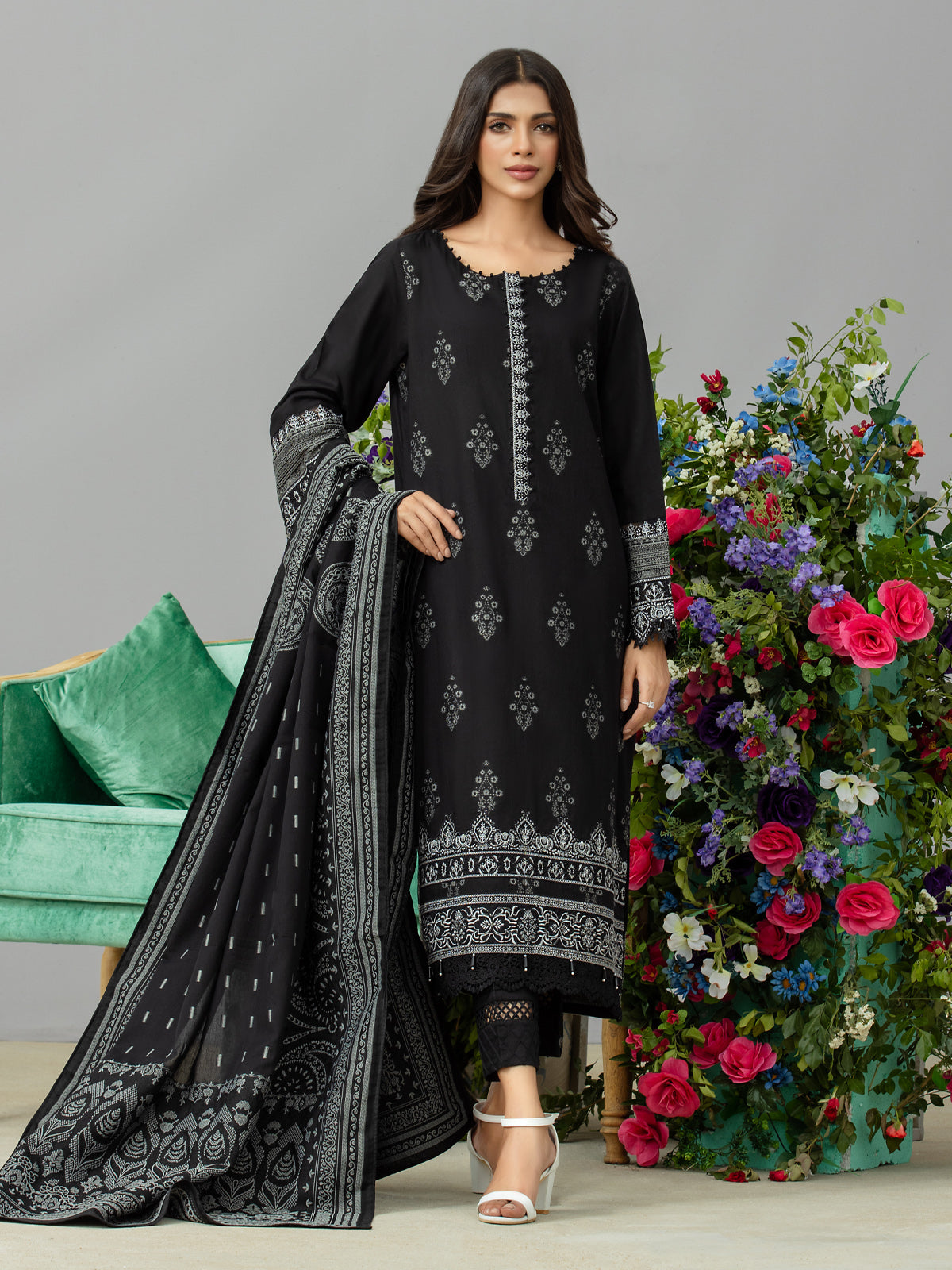 Unstitched Black Jacquard 3 Piece - EWU24V3-26750-3P