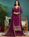 Unstitched Burgundy Embroidered Chiffon 3 Piece - EWU24V5-30321-3P