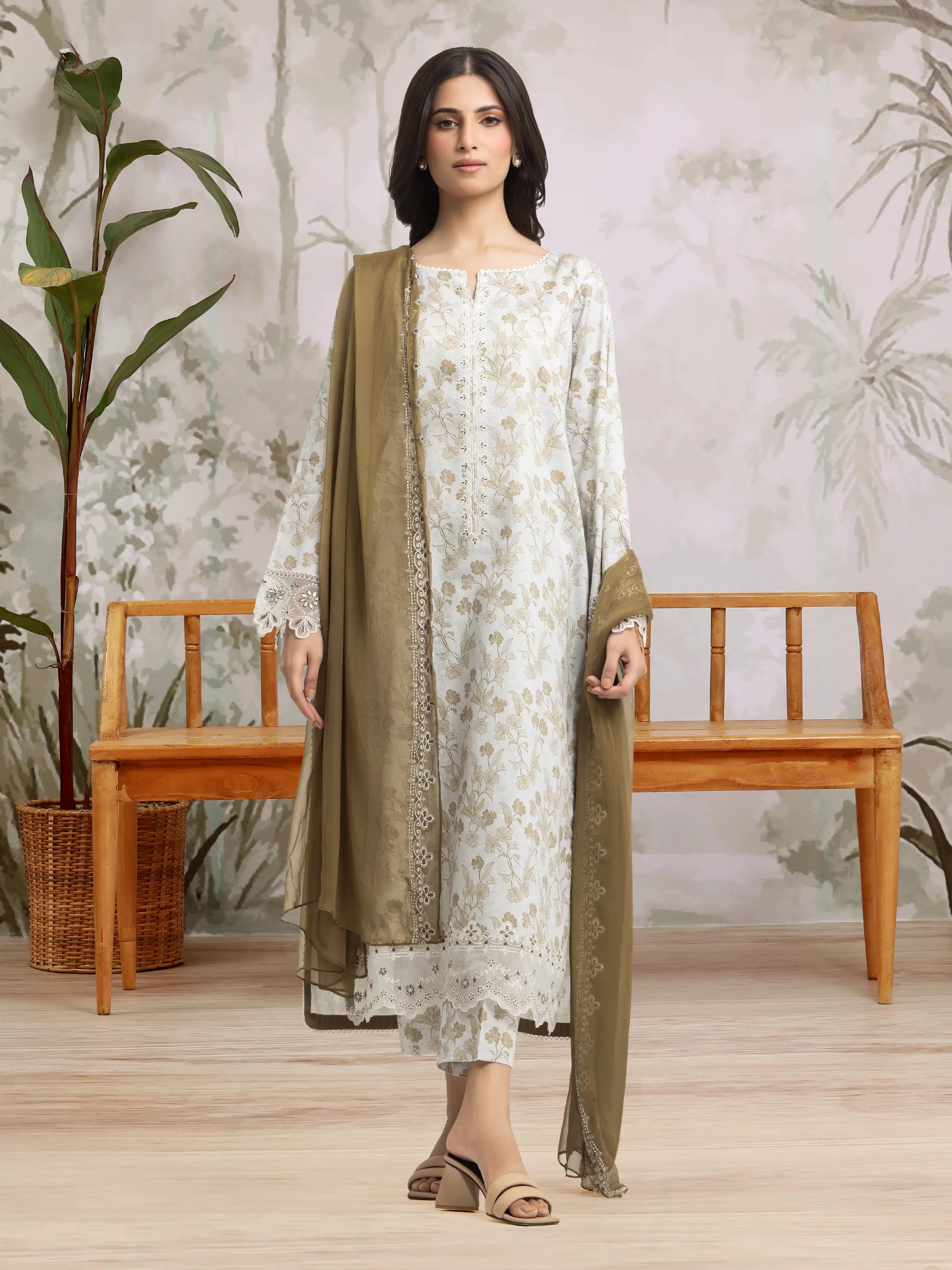 Unstitched Light Beige Embroidered Dobby 3 Piece - EWU24V7-30167-3P