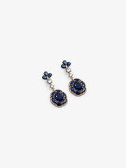 Blue & Gold Flower Drop Earrings - EAWE5-058