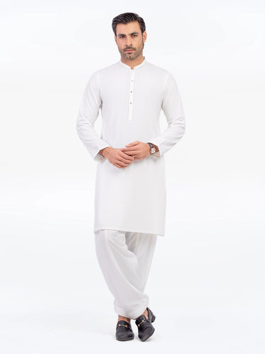 Men's Off White Kurta Shalwar - EMTKST5-99556