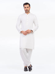 Men's Off White Kurta Shalwar - EMTKST5-99556