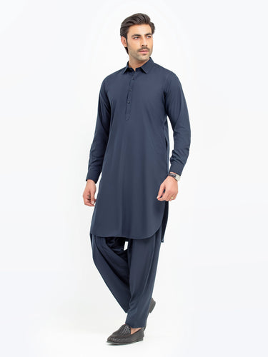 Men's Navy Blue Kurta Shalwar - EMTKST5-99560