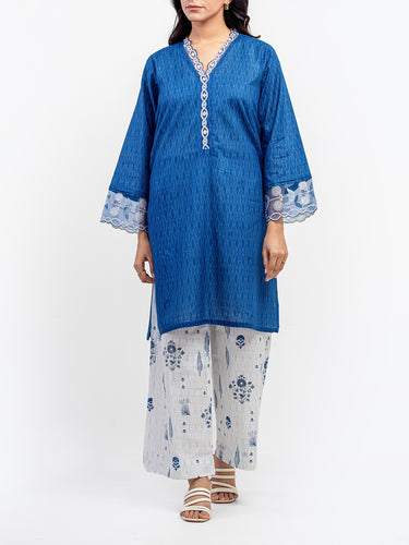 Pret 2Pc Embroidered Cotton Slub Shirt Trouser - EWTKE5-81676ST