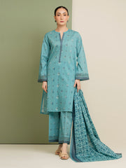 Unstitched Teal Printed Lawn 3 Piece - EWU5A1-35154-3P