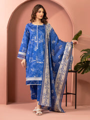 Unstitched Blue Printed Lawn 3 Piece - EWU5A1-35608-3P