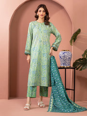 Unstitched Light Green Printed Lawn 3 Piece - EWU5A1-35611-3P