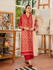 Unstitched Deep Pink Paste Printed Cambric 3 Piece - EWU5M1-020-3P