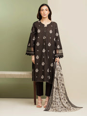 Unstitched Black Printed Zari Lawn 3 Piece - EWU5M6-001-3P