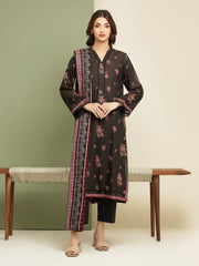 Unstitched Black Printed Zari Lawn 3 Piece - EWU5M6-006-3P