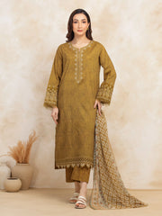 Unstitched Mustard Embroidered Lawn 3 Piece - EWU5V1-31095-3P