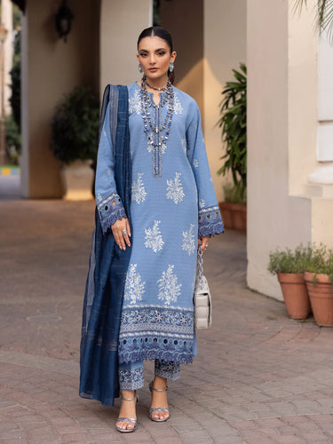 Unstitched Blue Embroidered Lawn 3 Piece - EWU5V1-31220-3P
