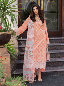 Unstitched Light Peach Embroidered Lawn 3 Piece - EWU5V1-31400-3P