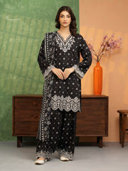 Unstitched Black Embroidered Lawn 3 Piece - EWU5V1-31409-3P