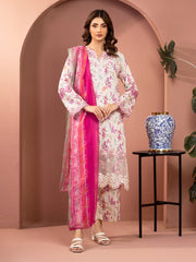 Unstitched Cream Embroidered Lawn 3 Piece - EWU5V1-31457-3P