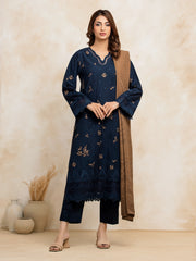 Unstitched Navy Blue Embroidered Jacquard 3 Piece - EWU5V3-31151-3P
