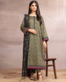 Unstitched Olive Green Printed Khaddar 3 Piece - EWU24A3-27148-3P