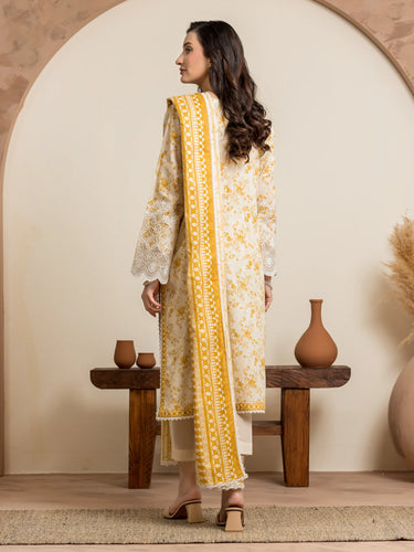 Unstitched Beige & Yellow Embroidered Lawn 3 Piece - EWU24V1-28609-3P