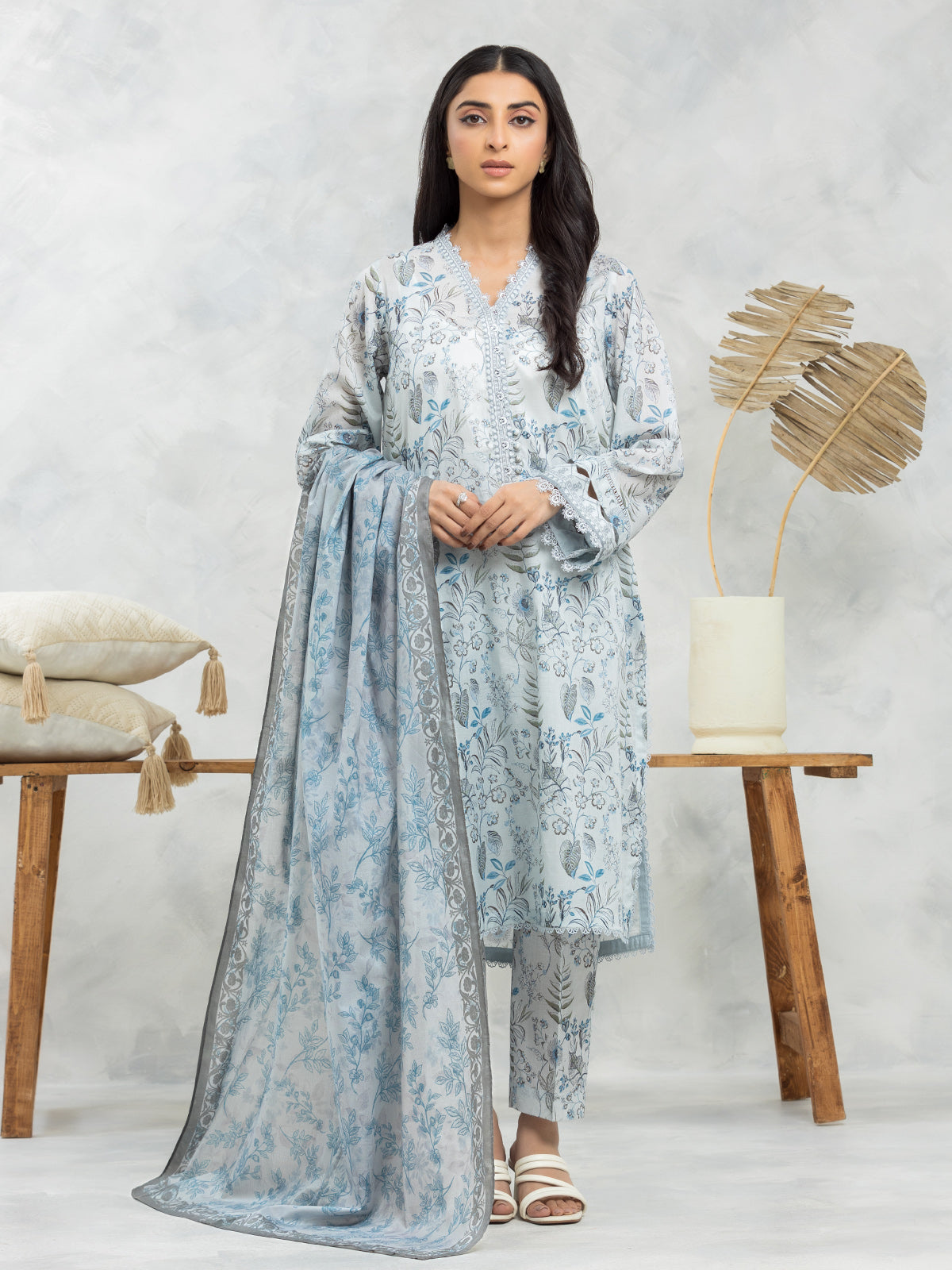 Unstitched Light Grey Printed Lawn 3 Piece - EWU24A1-29153-3P