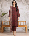 Unstitched Dark Rust Printed Khaddar 3 Piece - EWU24A3-29611-3P