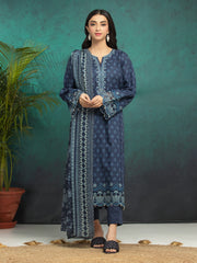 Unstitched Navy Blue Embroidered Khaddar 3 Piece - EWU24V11-30182-3P