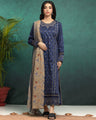 Unstitched Navy Blue Embroidered Khaddar 3 Piece - EWU24V11-30189-3P